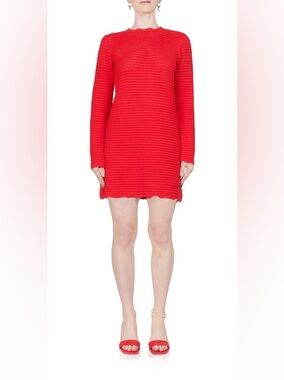 Ciao Lucia Red Knit Long-Sleeve Mini Dress